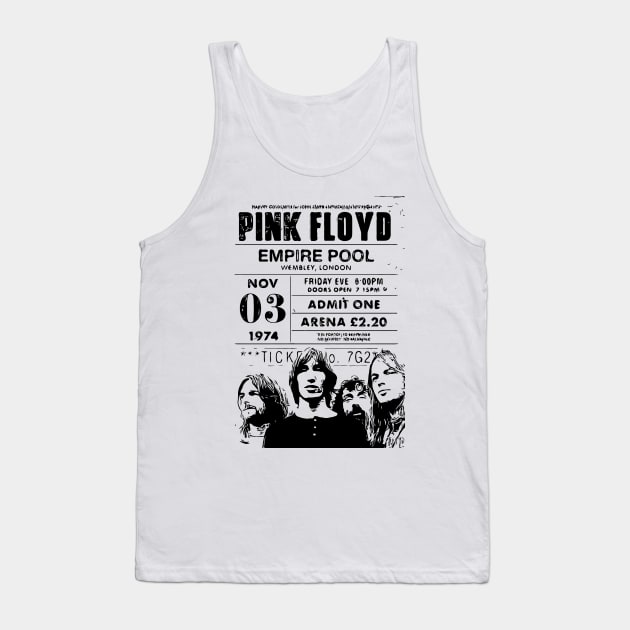 Pink Floyd Retro Ticket Tank Top by Playful Creatives